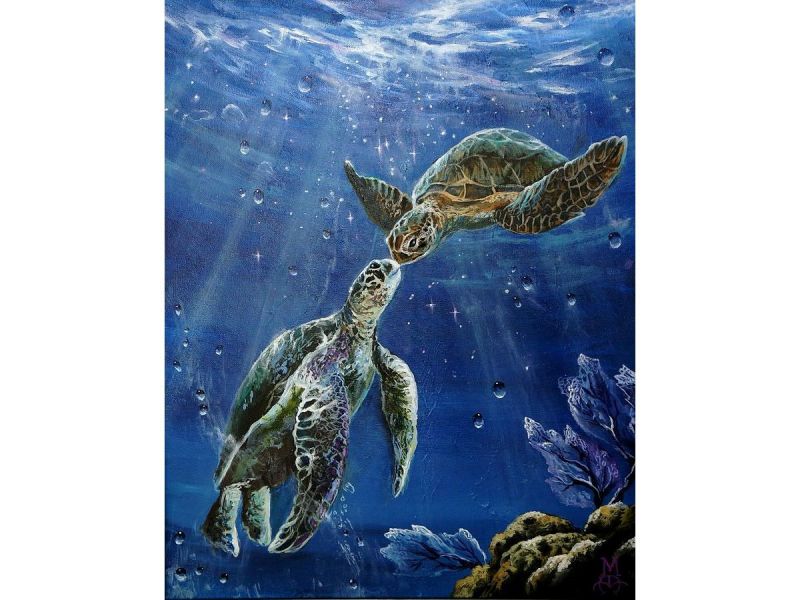

Haft diamentowy Obraz Duży 40x30 Żółwie Morski