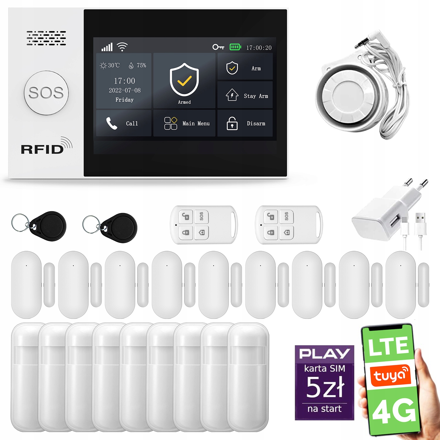 Bezdrôtový alarm WiFi Gsm, Tuya, alarmová sada Huxgo HXA007 4G Lte