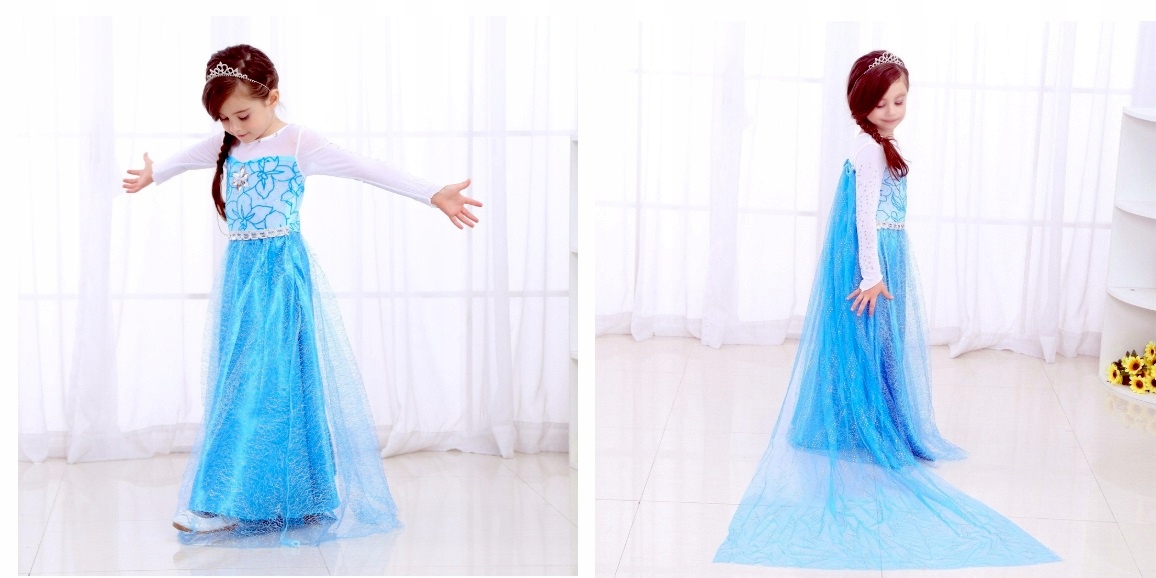 Strój ELSA SUKIENKA Suknia Elza Przebranie 110-116 Rozmiar M Płeć Dziewczynki