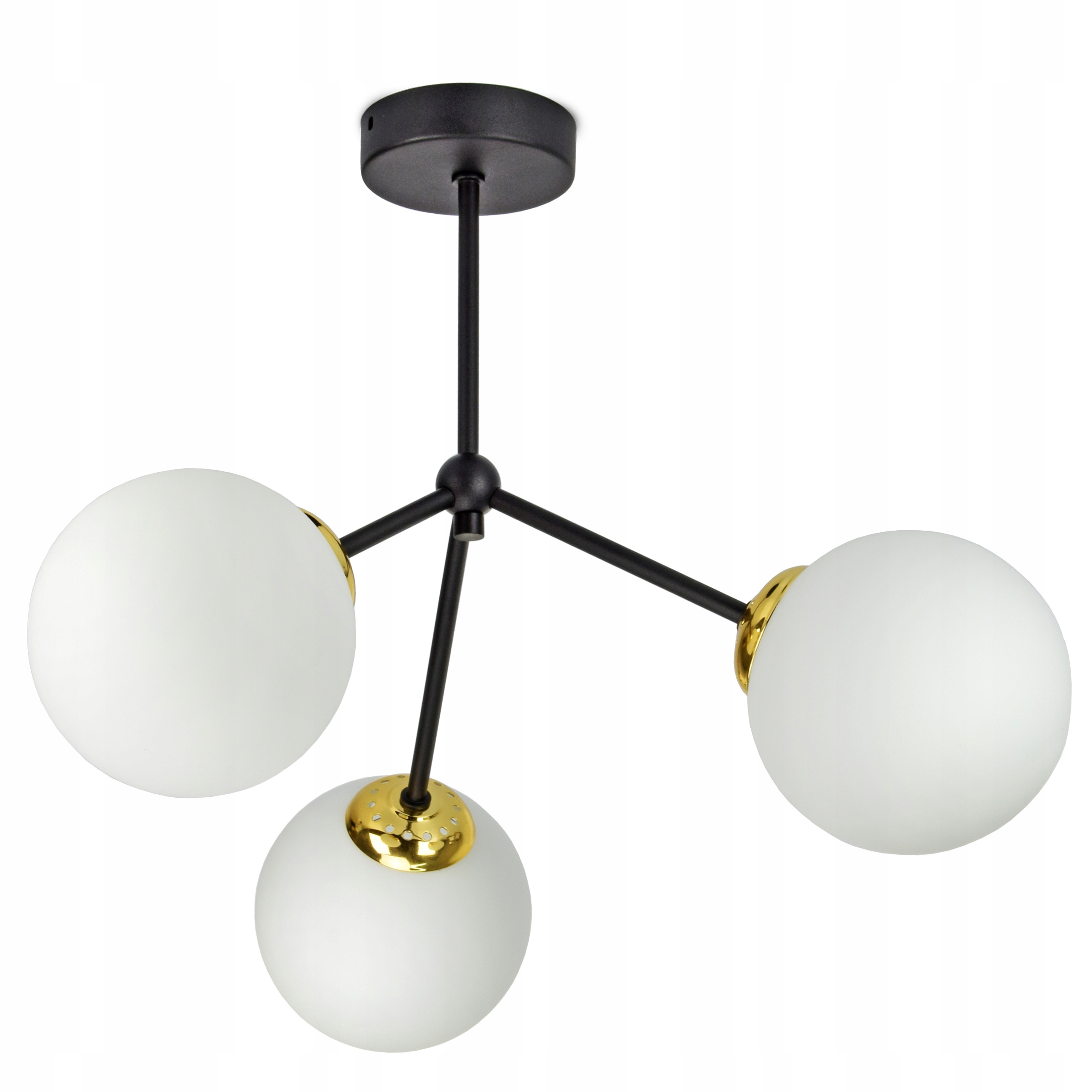 Závesná Stropná Lampa Luster Čierna Zlatá Guľa