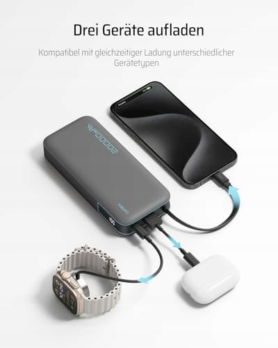 CUKTECH Power Bank 20000mAh 45W USB-C Szybkie Ładowanie Wyświetlacz — miniatura 7