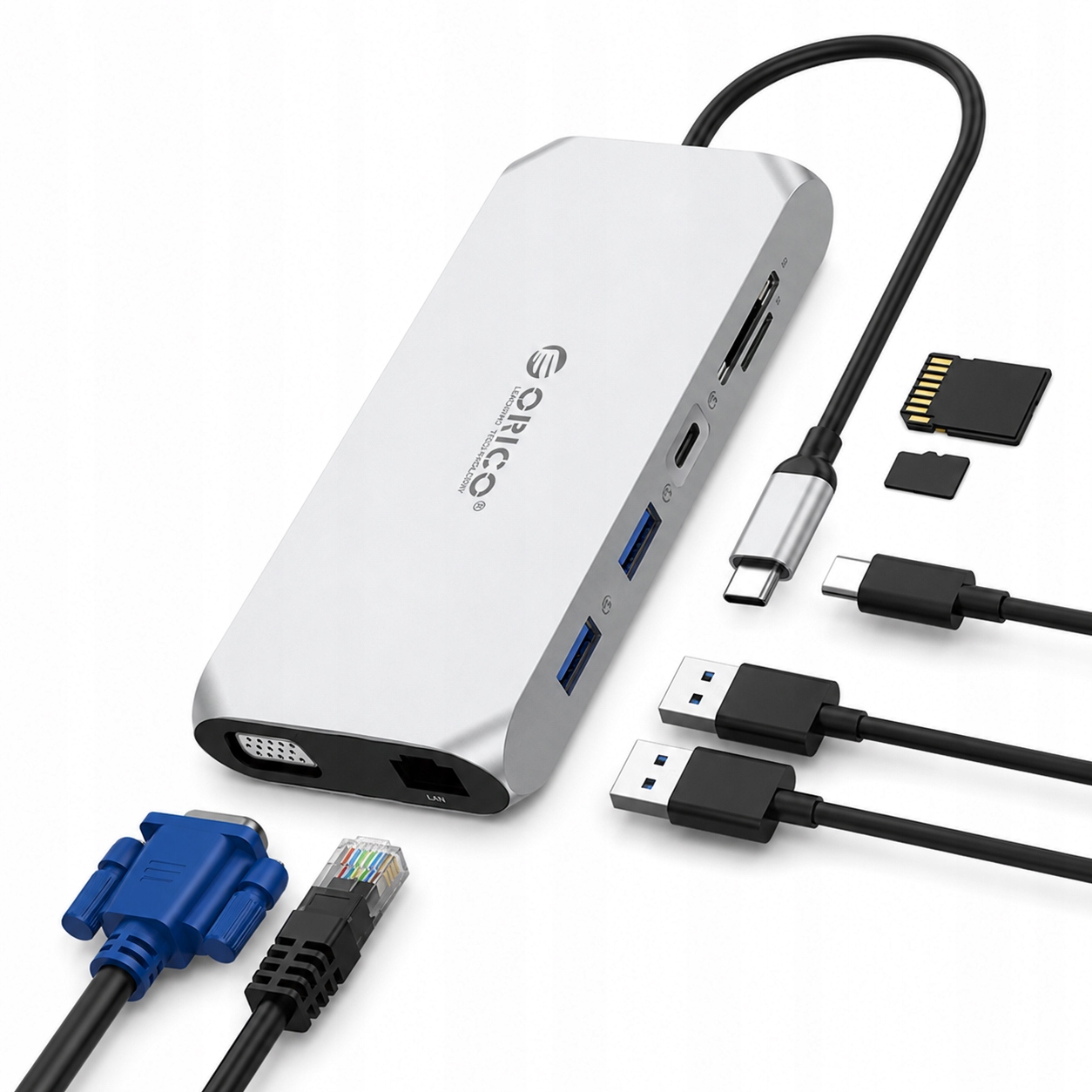 Stacja dokująca Usb-c Orico Xcr 12w1 Hdmi 4K Vga Pd 100W RJ45