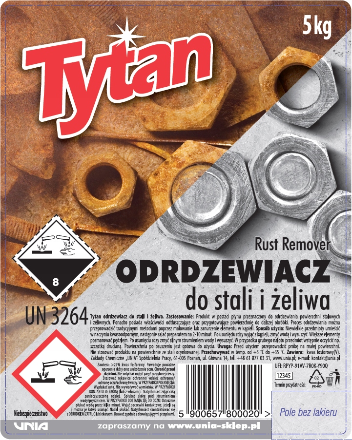 2 x Odrdzewiacz do stali i zeliwa Tytan 5kg PROMO EAN 5900657997287