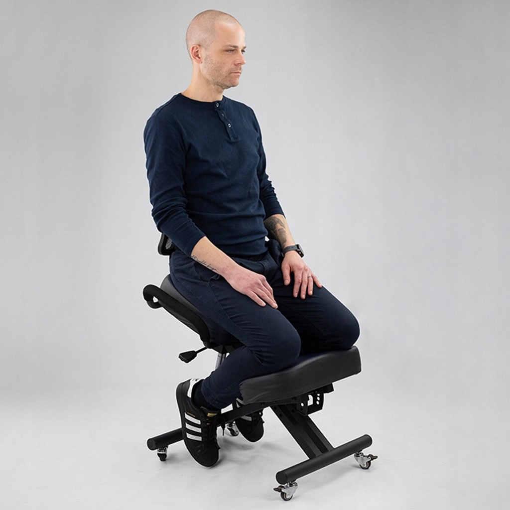 KLĘKOSIAD KRZESŁO ERGONOMICZNE FOTEL BIUROWY REGULACJA WYSOKOŚCI HABYS Kolor obicia czarny