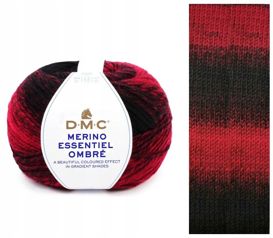 příze DMC Merino Essentiale Ombre kol.1001 červeno-černá