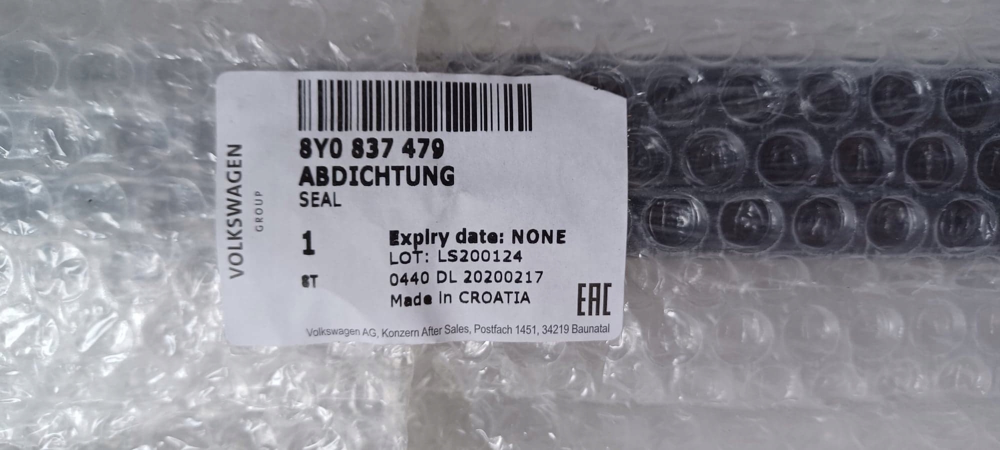Dichtsatz PASKA OKNA Tür AUDI A3 8Y0837479