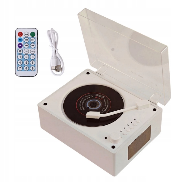 Retro Odtwarzacz CD Bluetooth 5.0 Przenośny Akumulator 2000mAh Biały