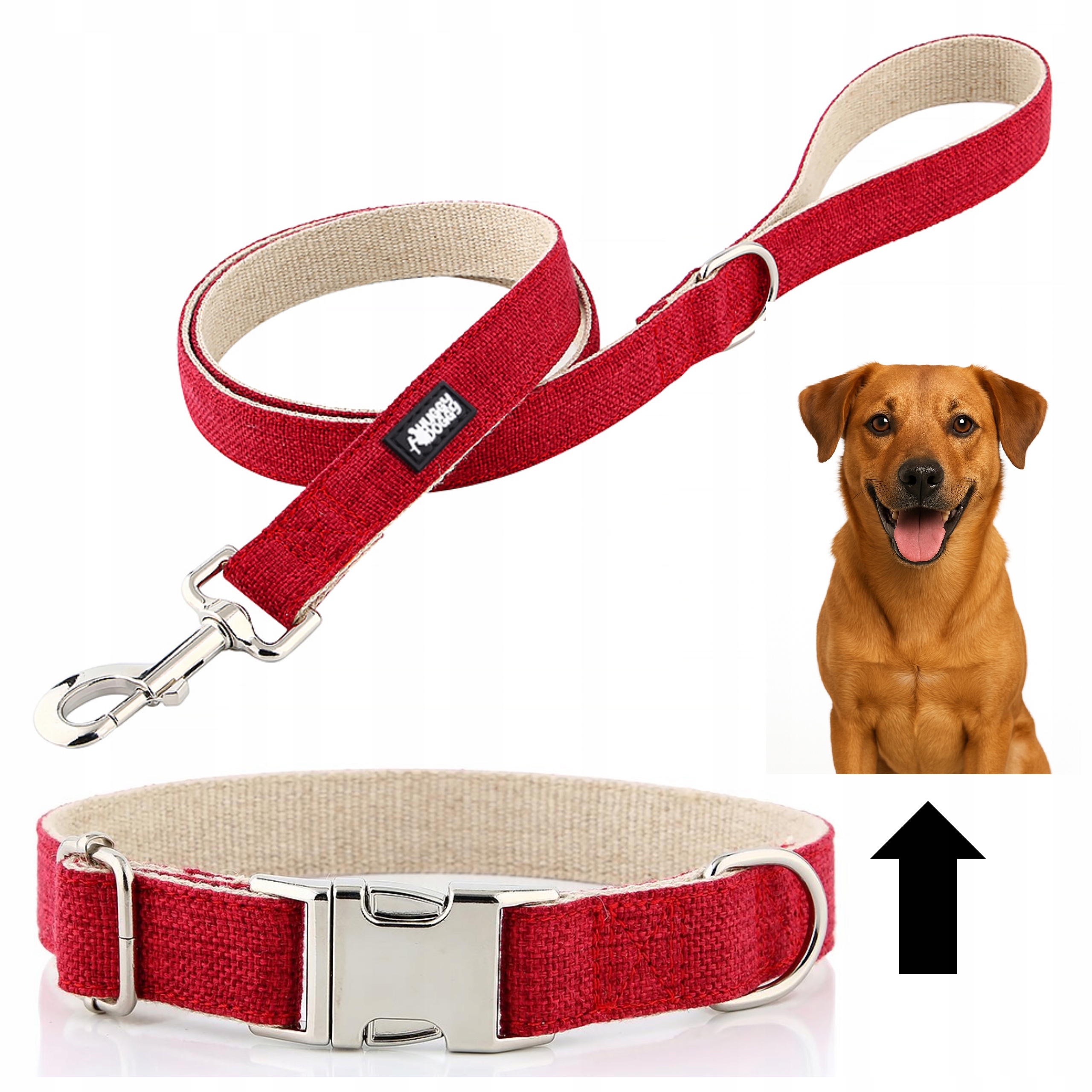 Levně Vodítko a obojek pro malého psa nastavitelná sada 2v1 Huggy Doggy červená Xs