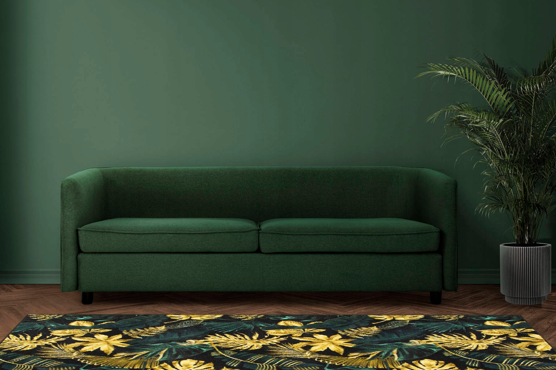 150x200 cm MODNY DYWAN LIŚCIE MONSTERY PALMY CIEMNA ZIELEŃ ZŁOTO Marka Akcila