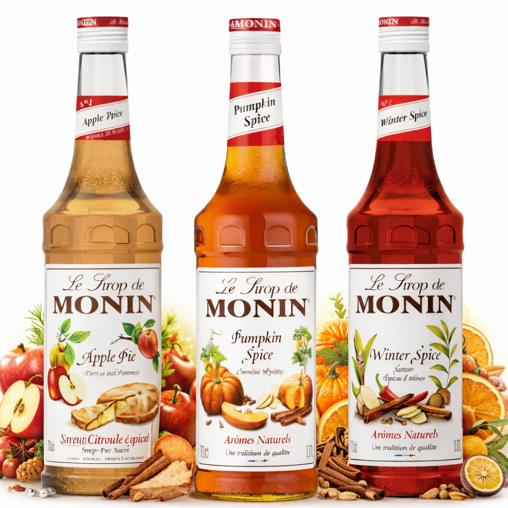 Levně 3 x Monin Sirup Pumpkin Spice Winter Spice Apple Pie 700 ml Sada