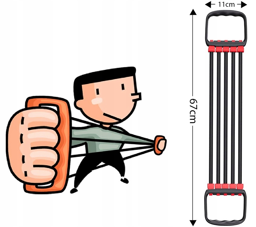 EKSPANDER DO ĆWICZEŃ NAPINACZ MIĘŚNI 5 GUM OPOROWYCH EXPANDER REULOWANY Długość naciągów 47 cm