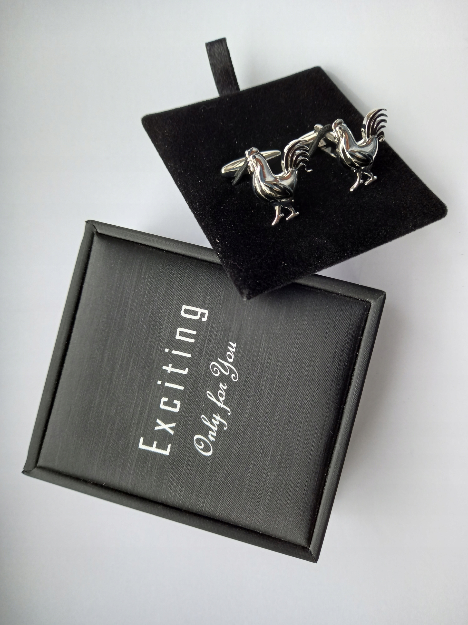 Stříbrné manžetové knoflíčky Kohout tvůj