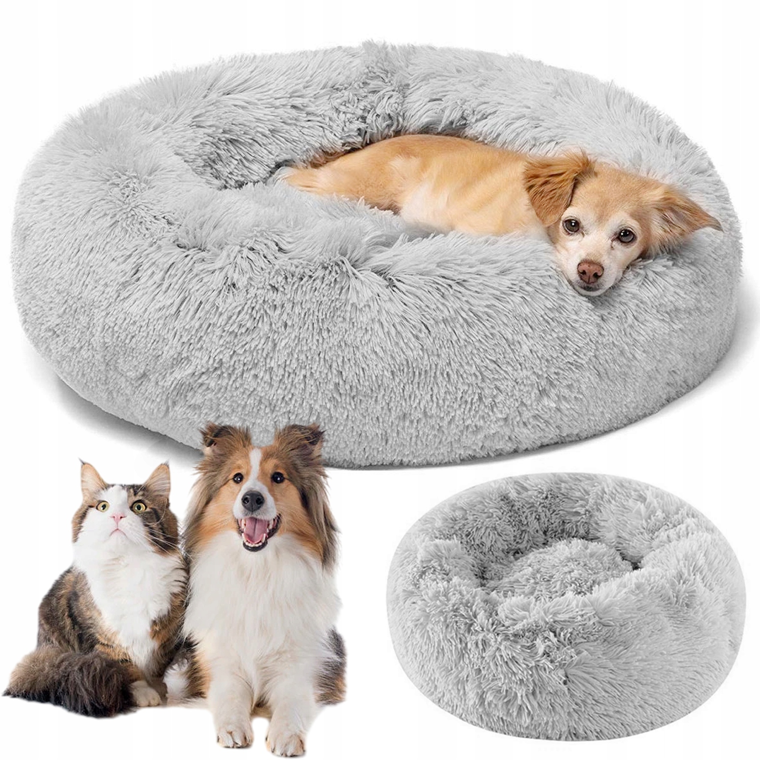 Levně Pelíšek Pro Psa Kočku Plyšový Polštář Pro Psa 60 CM Protiskluzové Kulaté