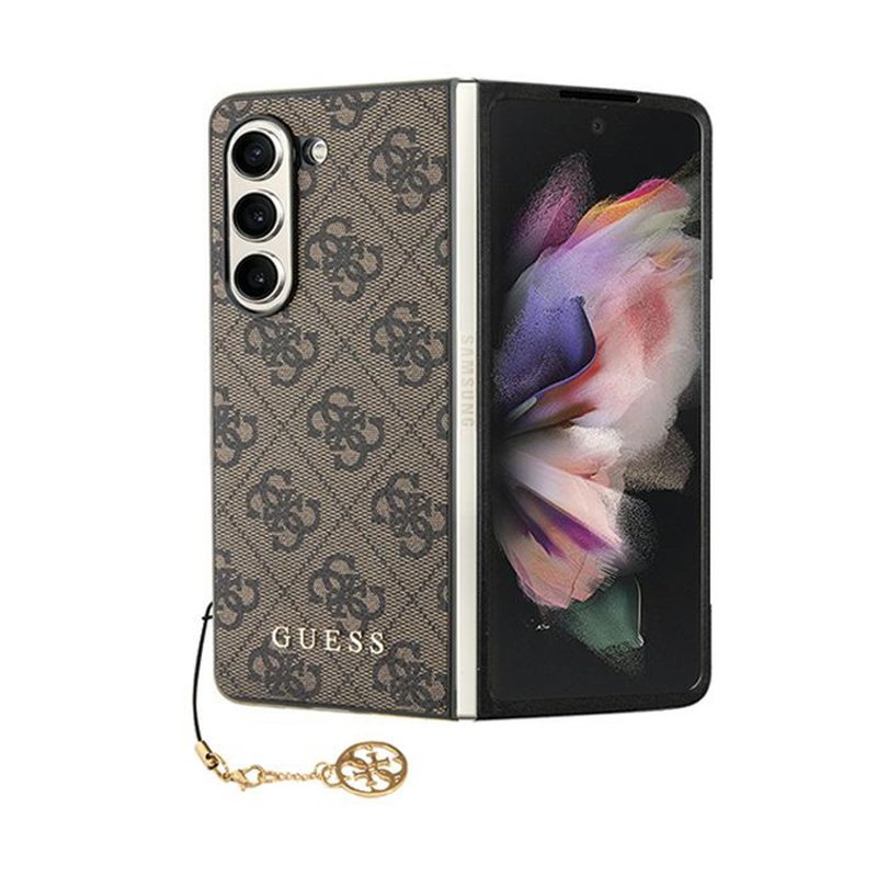 Guess 4G Charms Collection – Pouzdro pro Samsung Galaxy Z Fold 5 (hnědé)