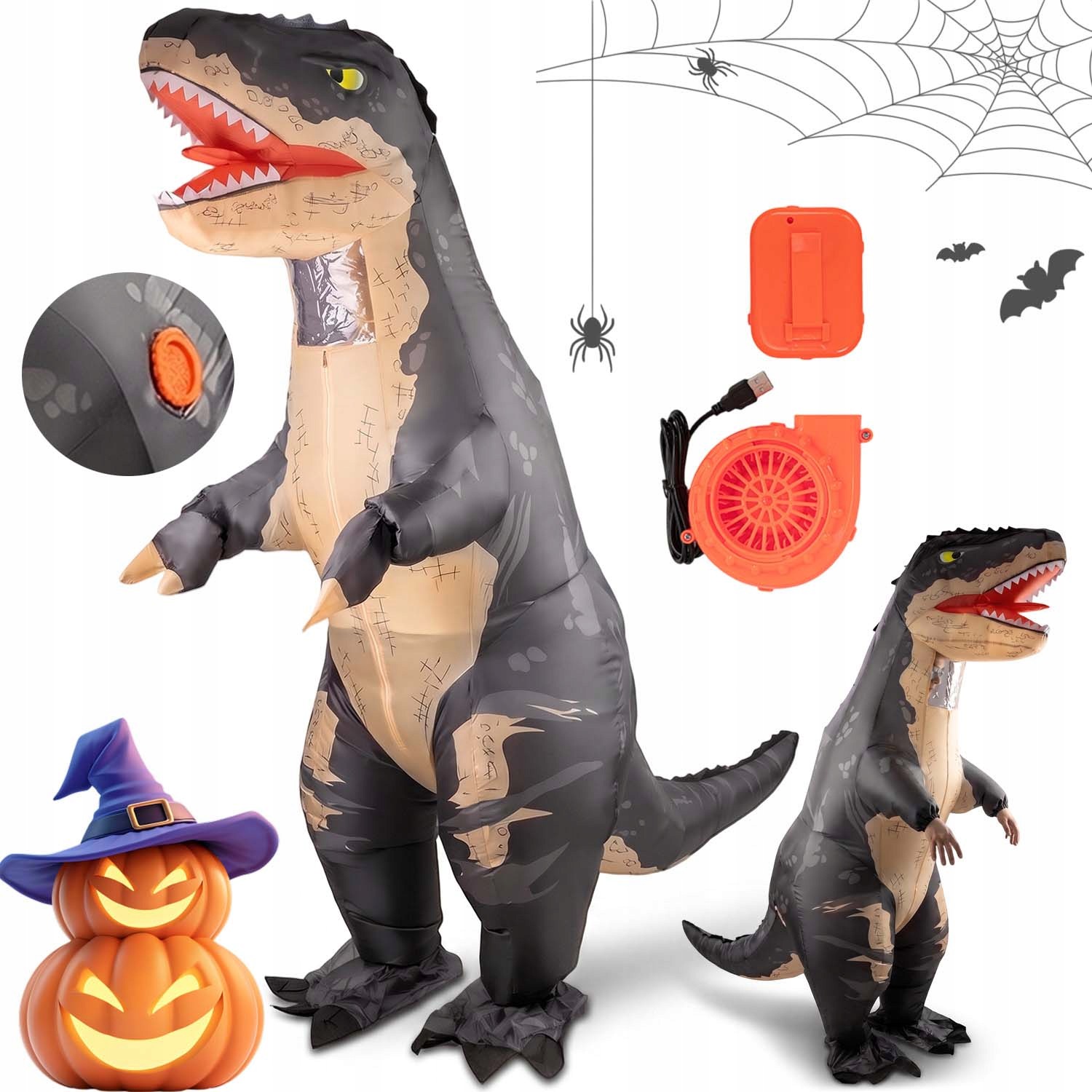 Halloween Nafukovací Dinosaurus T-rex Převlek Kostým Velký 160-190 CM