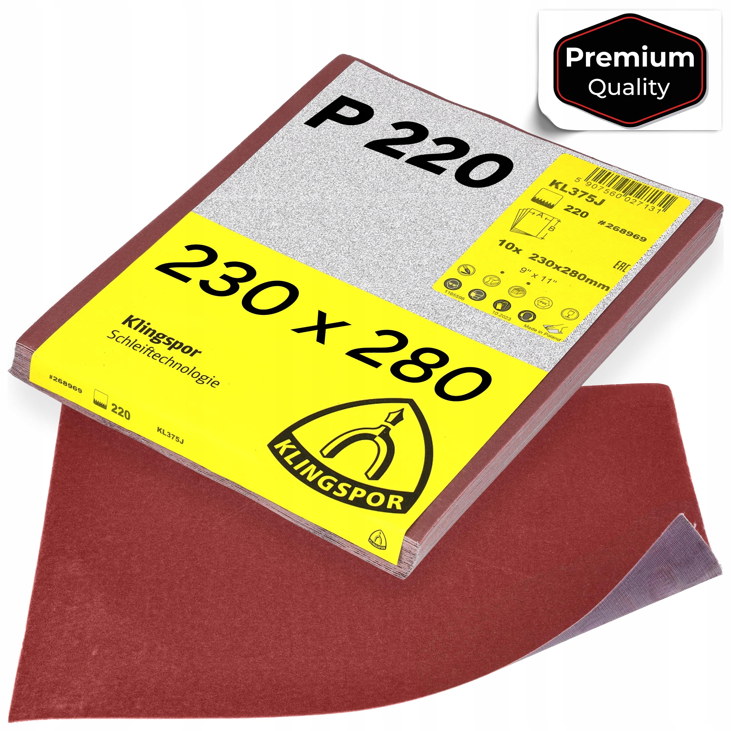 Papier ścierny arkusz 230x280mm, P 220 Pl 28C, do wszystkich 10 szt.