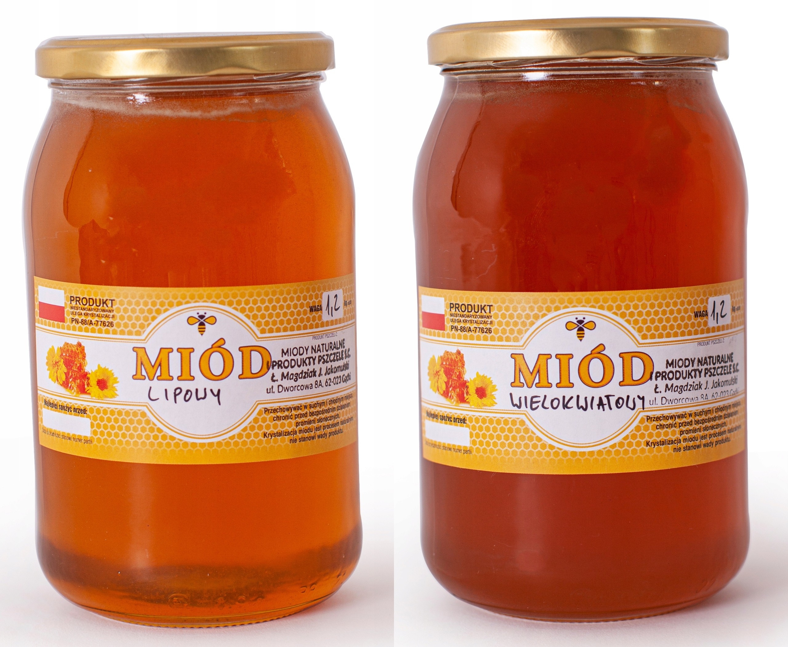 Zestaw miodów 2x 1200G Lipowy I Wielokwiatowy miody z Pradoliny Wisły