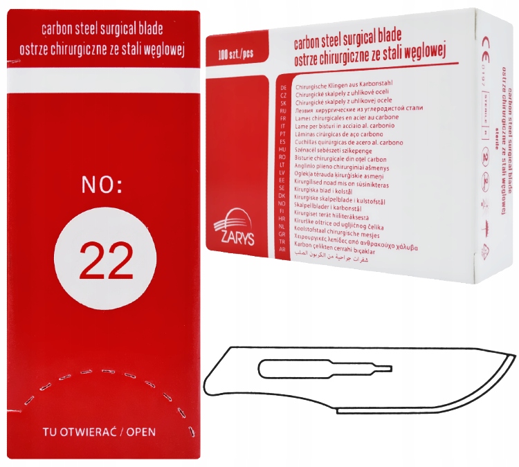 

Ostrza Chirurgiczne Skalpel Nożyki 100 szt Nr 22