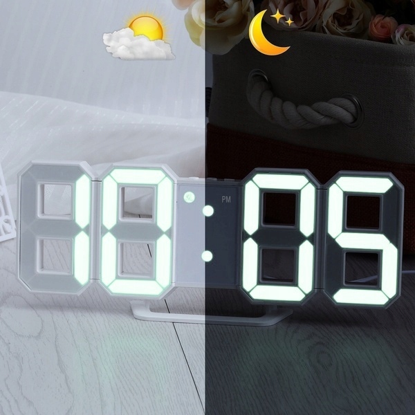 3D LED Digital Clock wall deco Glowing Night Kod producenta 4074125632981D1