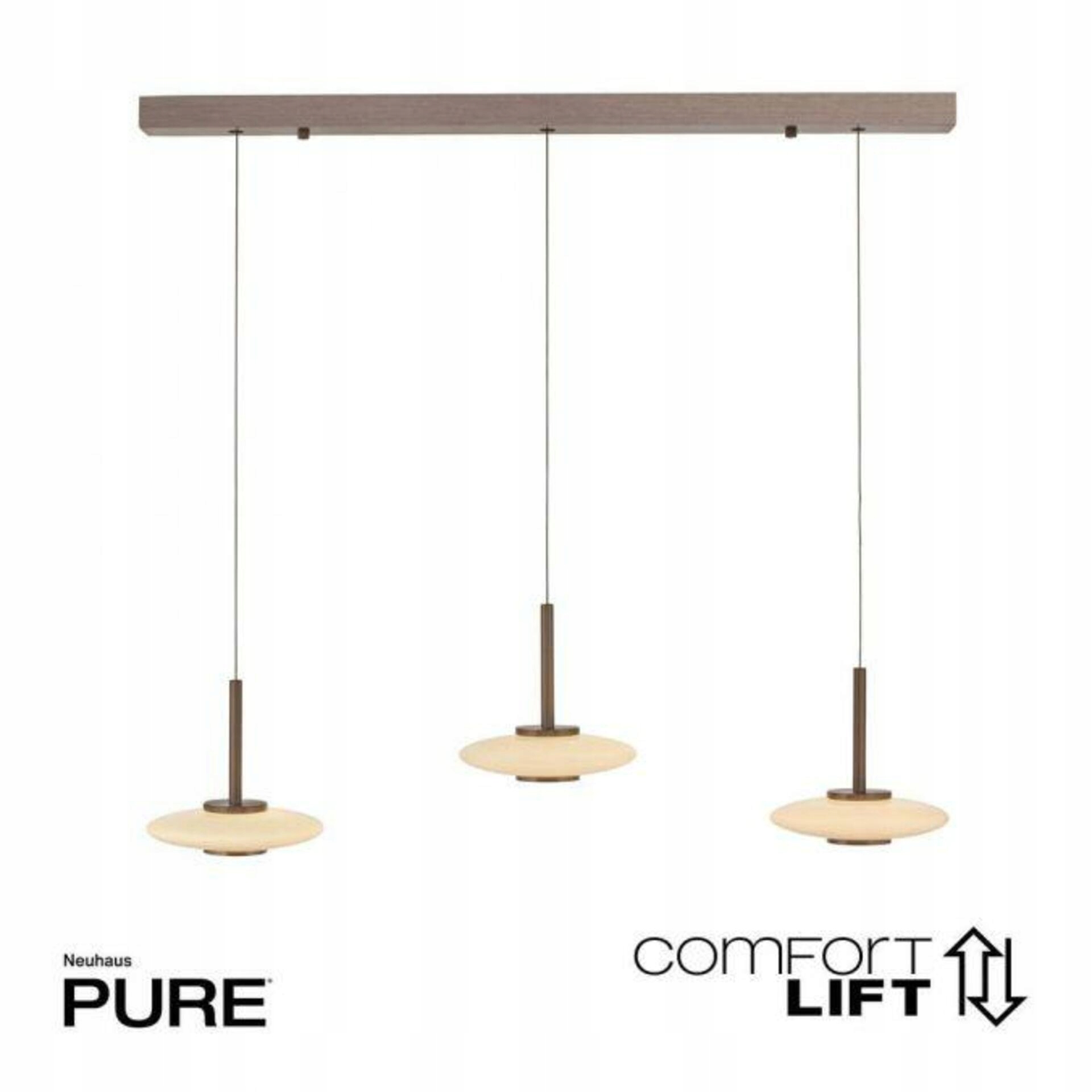 Závesné Led svietidlo Paul Neuhaus Pure Vitrum 3ramenné, tmavo hnedé, 2700K