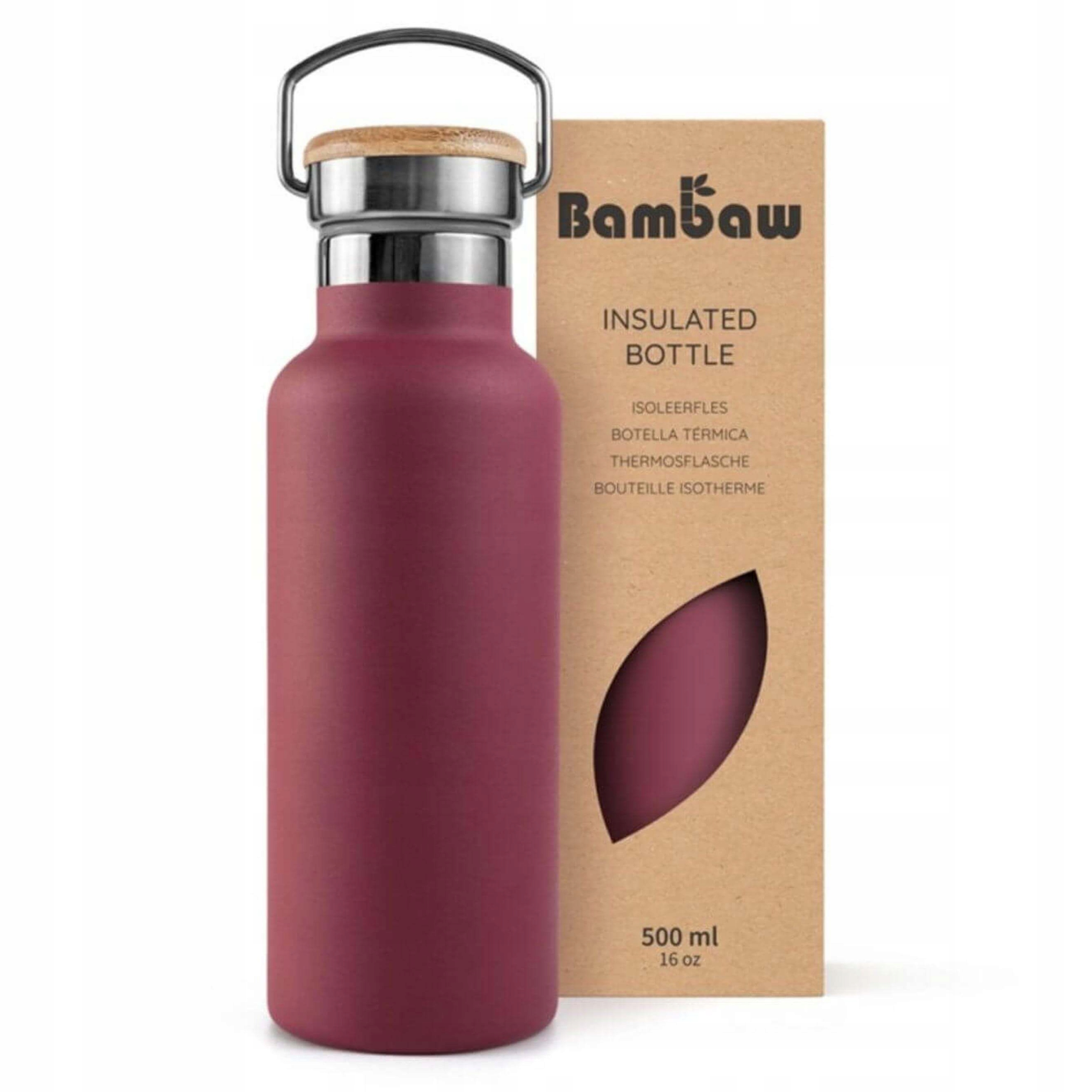 Bambaw Termoska s bambusovým víčkem Red Berry, červená, 500 ml