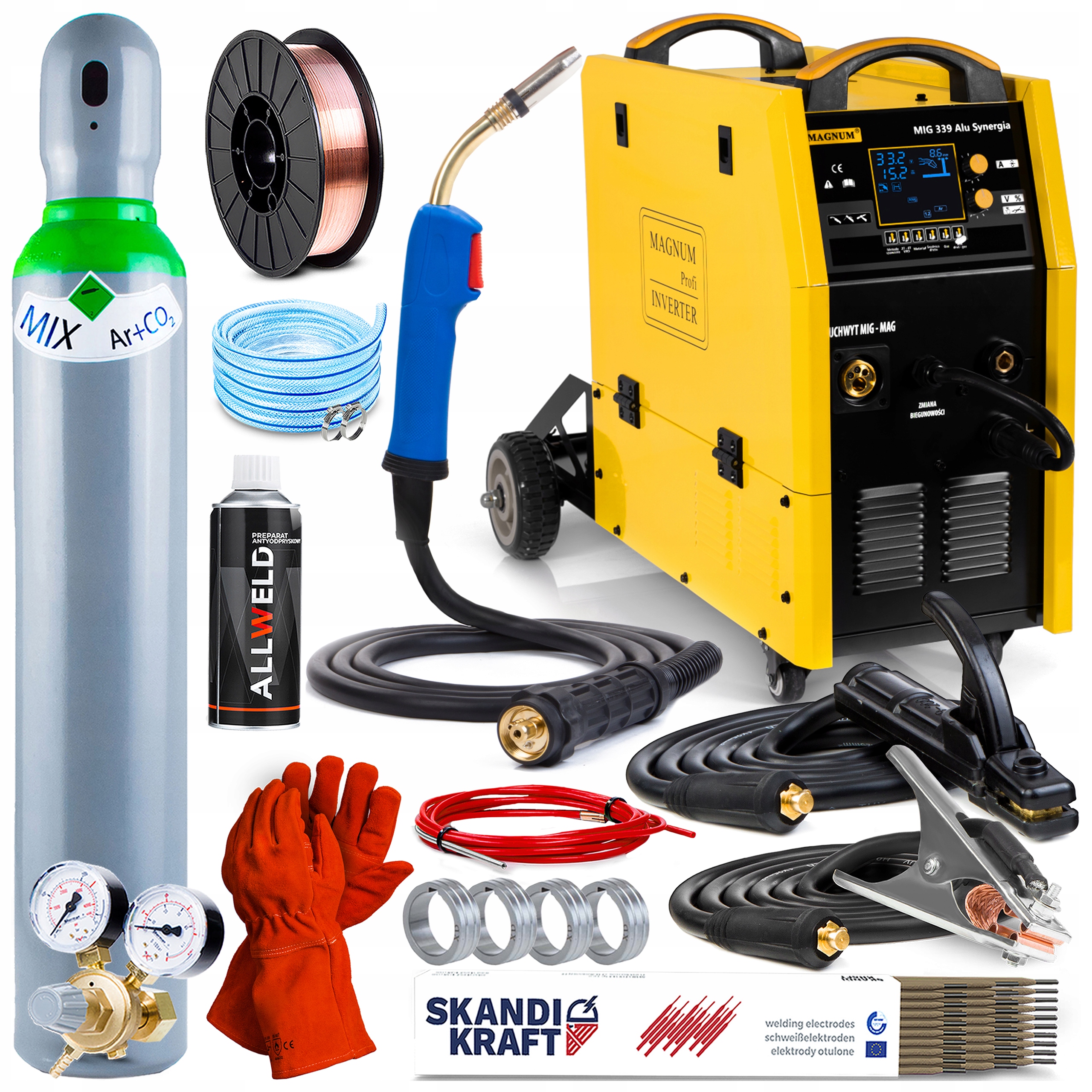 Poloautomatický Svařovací Stroj Magnum Mig 339 Hliník Synergie Mma Tig 400V 315A