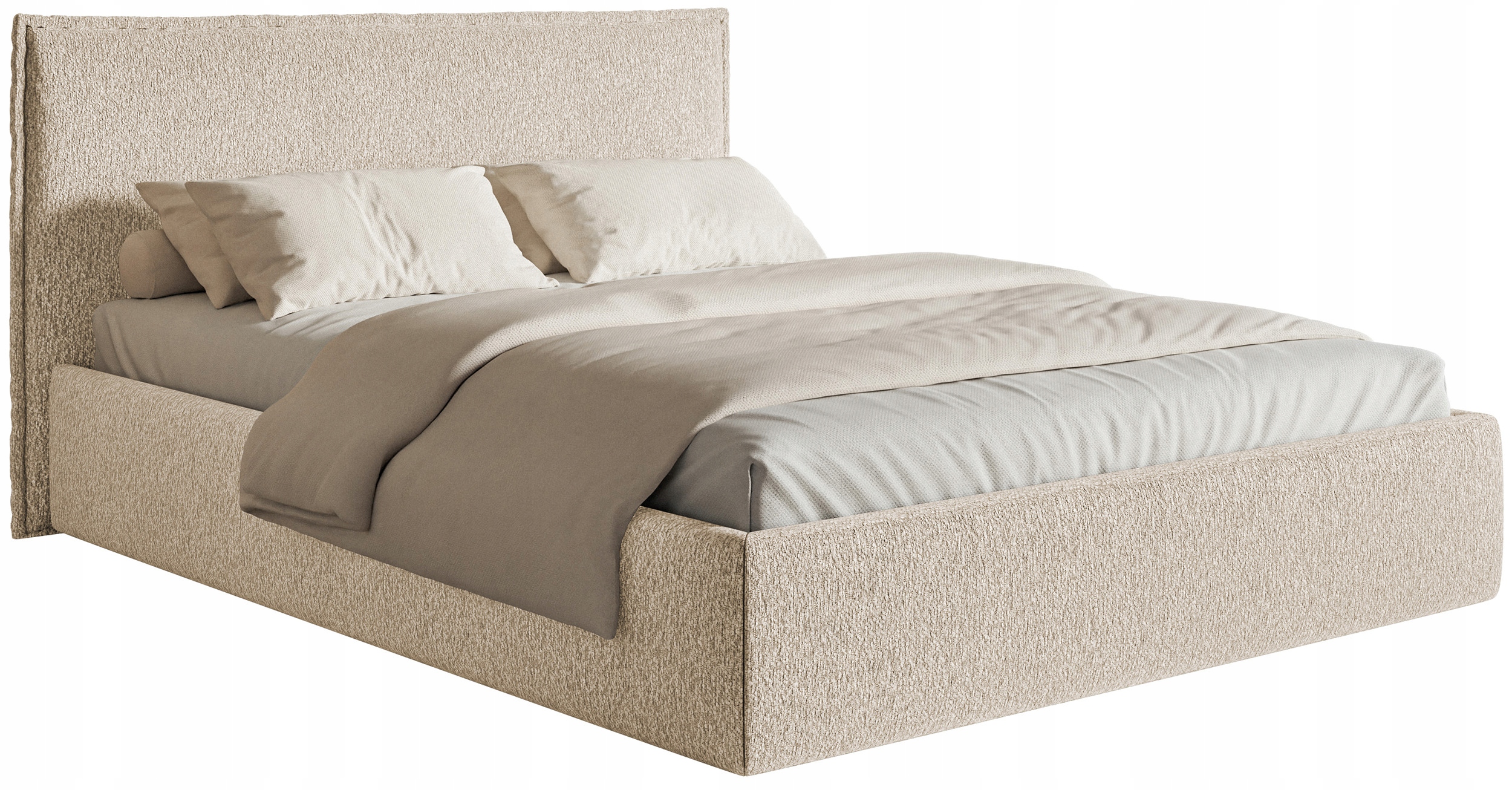 Čalouněná postel 180 x 200 cm Softie Slim s úložným prostorem, světle béžová žinylka