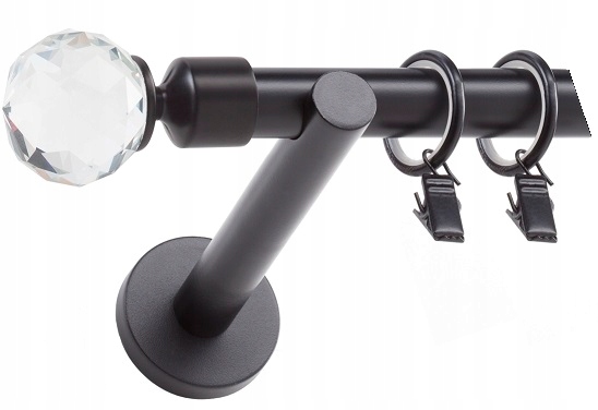 KARNISZ CZARNY POJEDYNCZY 19mm 180 cm CICHE KÓŁKA Rodzaj karnisza pojedynczy