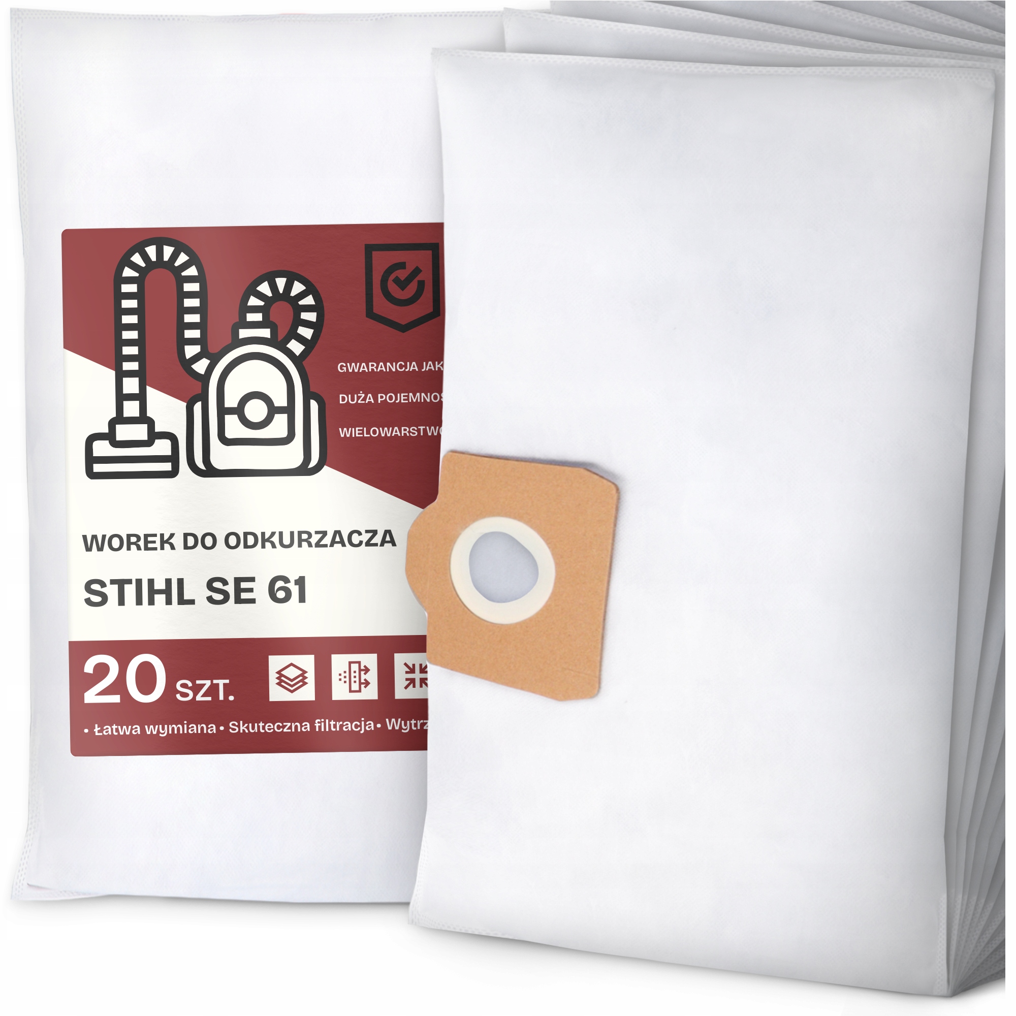 20 x Sáček do Vysavače Stihl Se 61 Syntetický Textilní Prostorný Sáčky