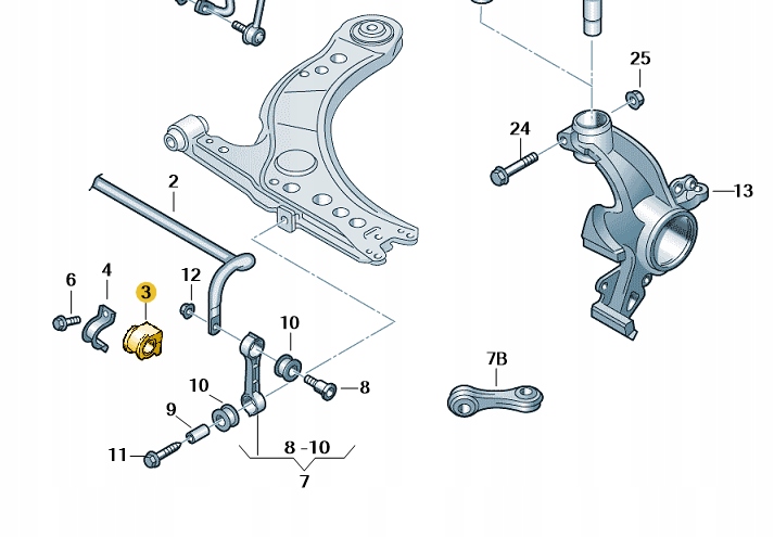 GUMA STABILIZATORA PRZÓD 1J0411314T ORYGINAŁ 23mm