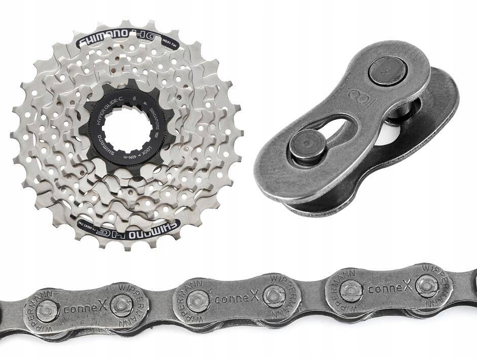 Zestaw kaseta Shimano CS-HG41 7 rz 11-28T + łańcuch Connex 800 ze spinką
