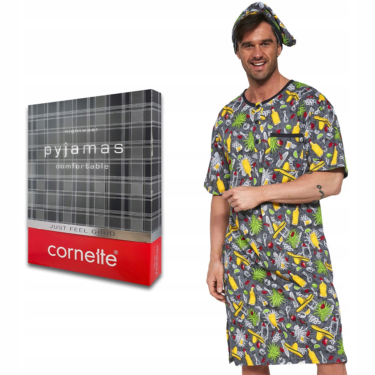 

Cornette Koszula nocna kr.r. + szlafmyca r XXL