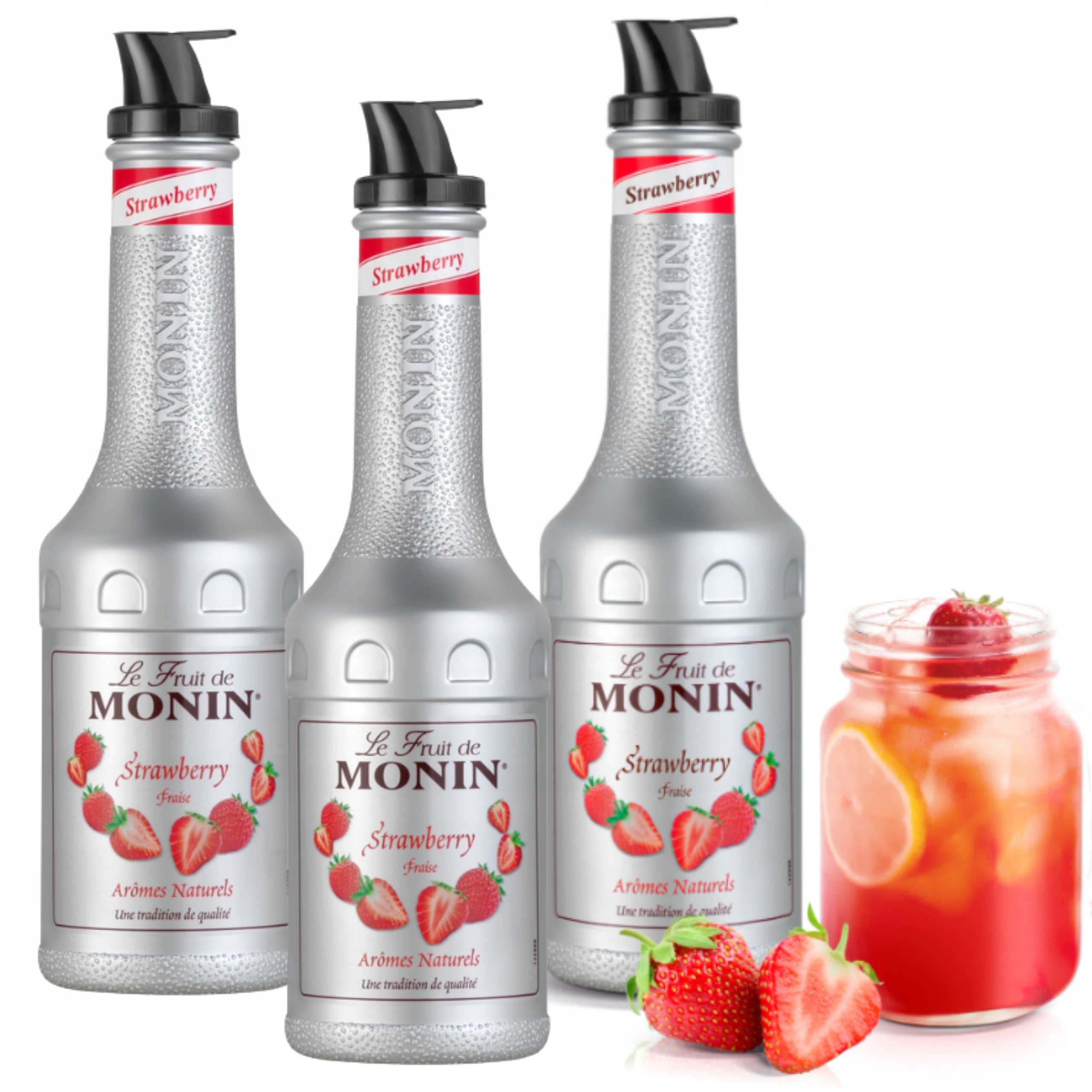 Monin Puree owocowe Truskawka Strawberry 1 litr pulpa, przecier do drinków