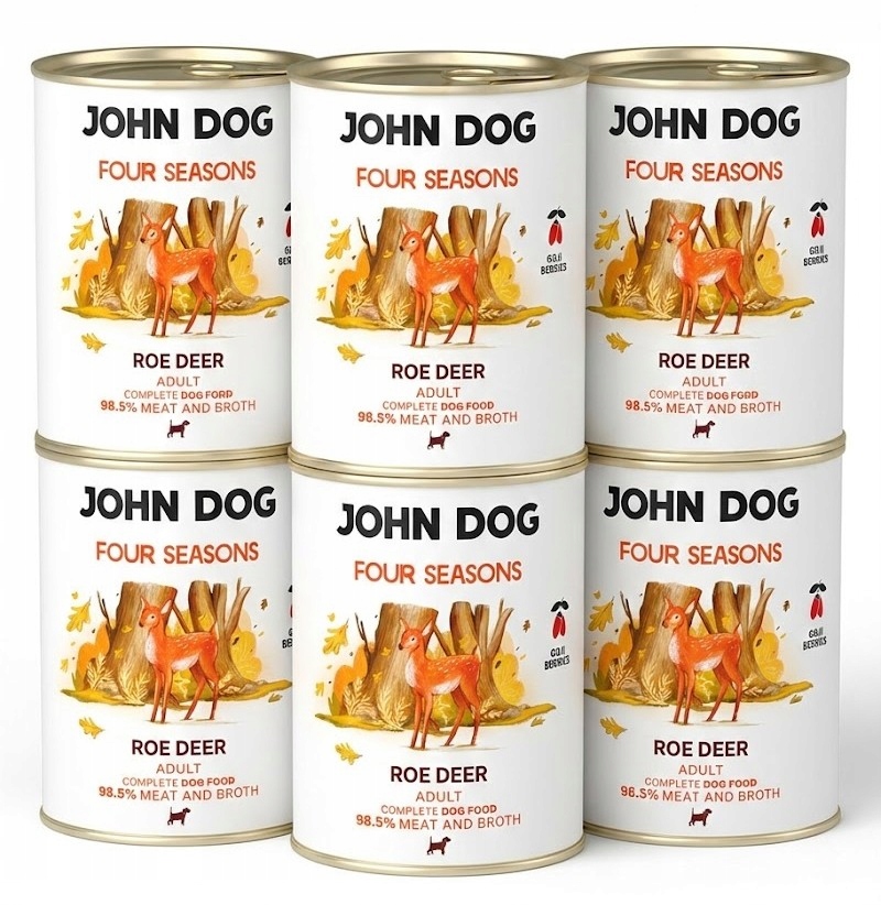 John Dog karma mokra dla psa Sarna Jagody Goi 6x800 g Four Seasons
