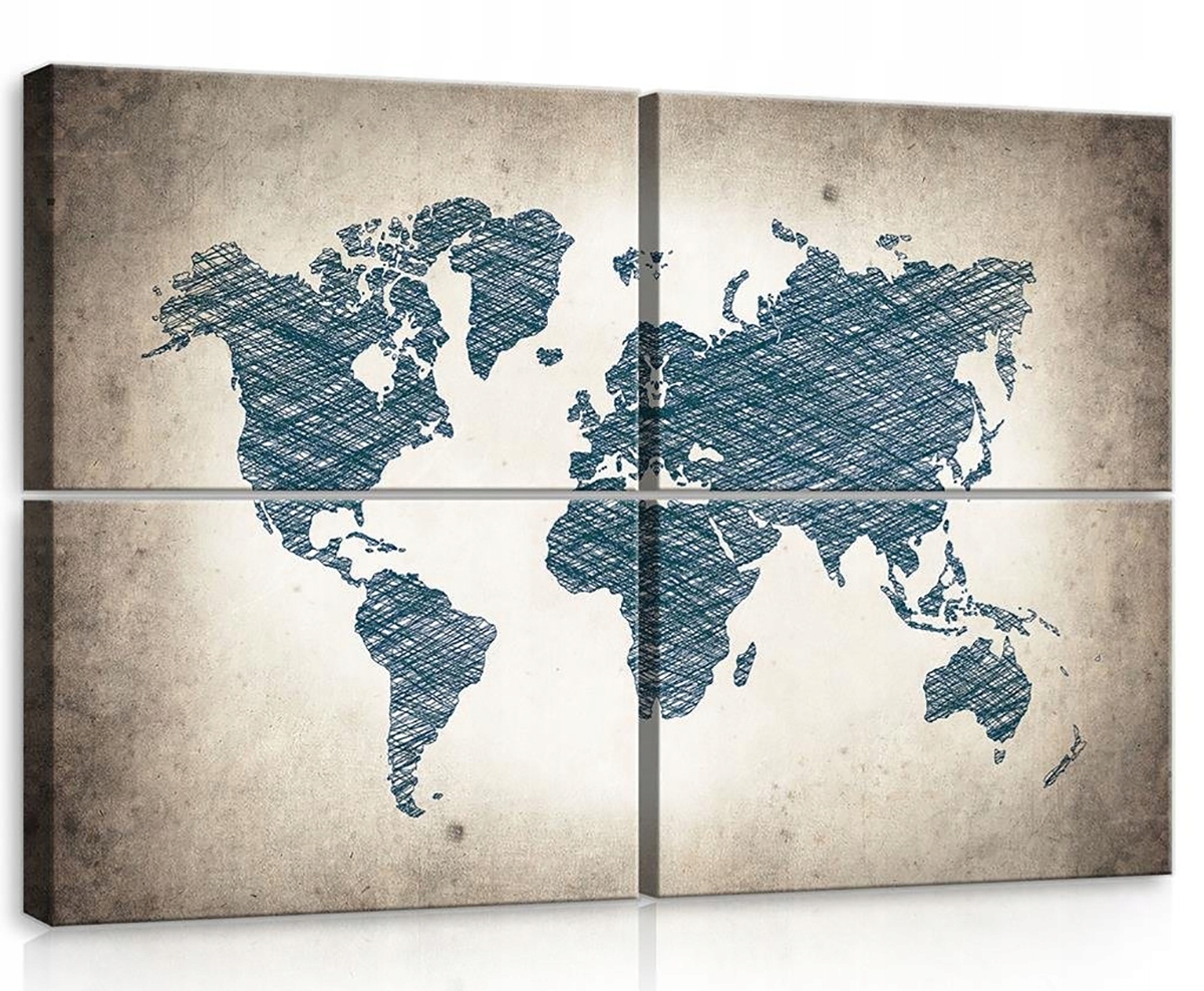 Obraz Na Plátne Canvas 120x80 Mapa Svet Geografia Učenie Vintage Retro