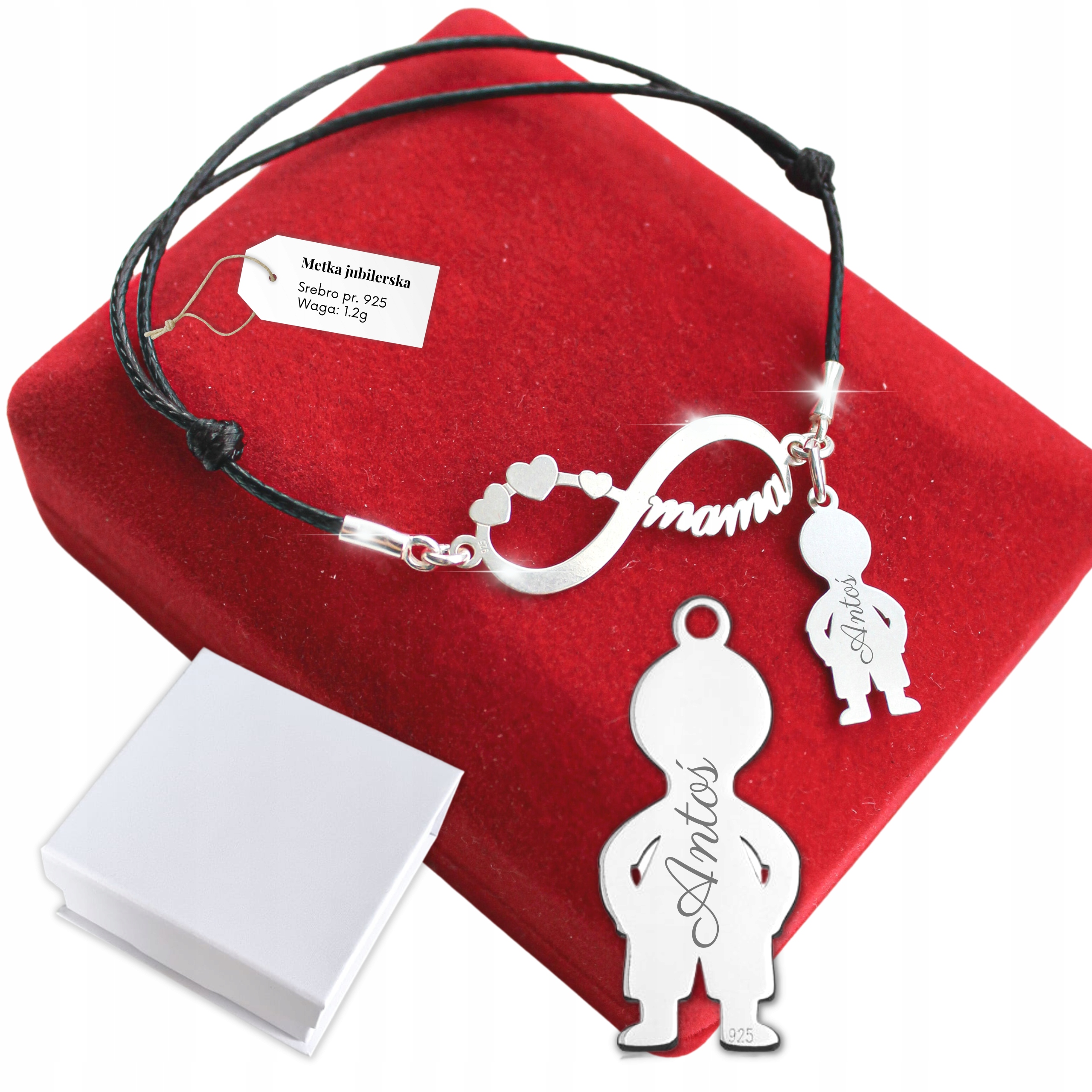 Stříbrný náramek pro maminku Jméno dítěte Gravírování