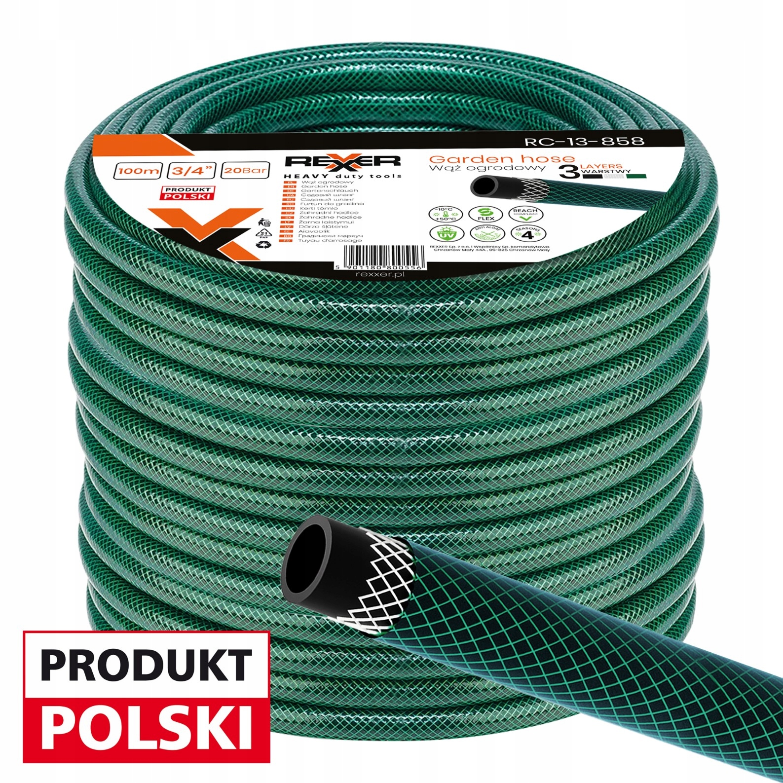 Gumová Záhradná Hadica 3/4" 100M 3-VRSTVOVÁ Poľský Výrobok