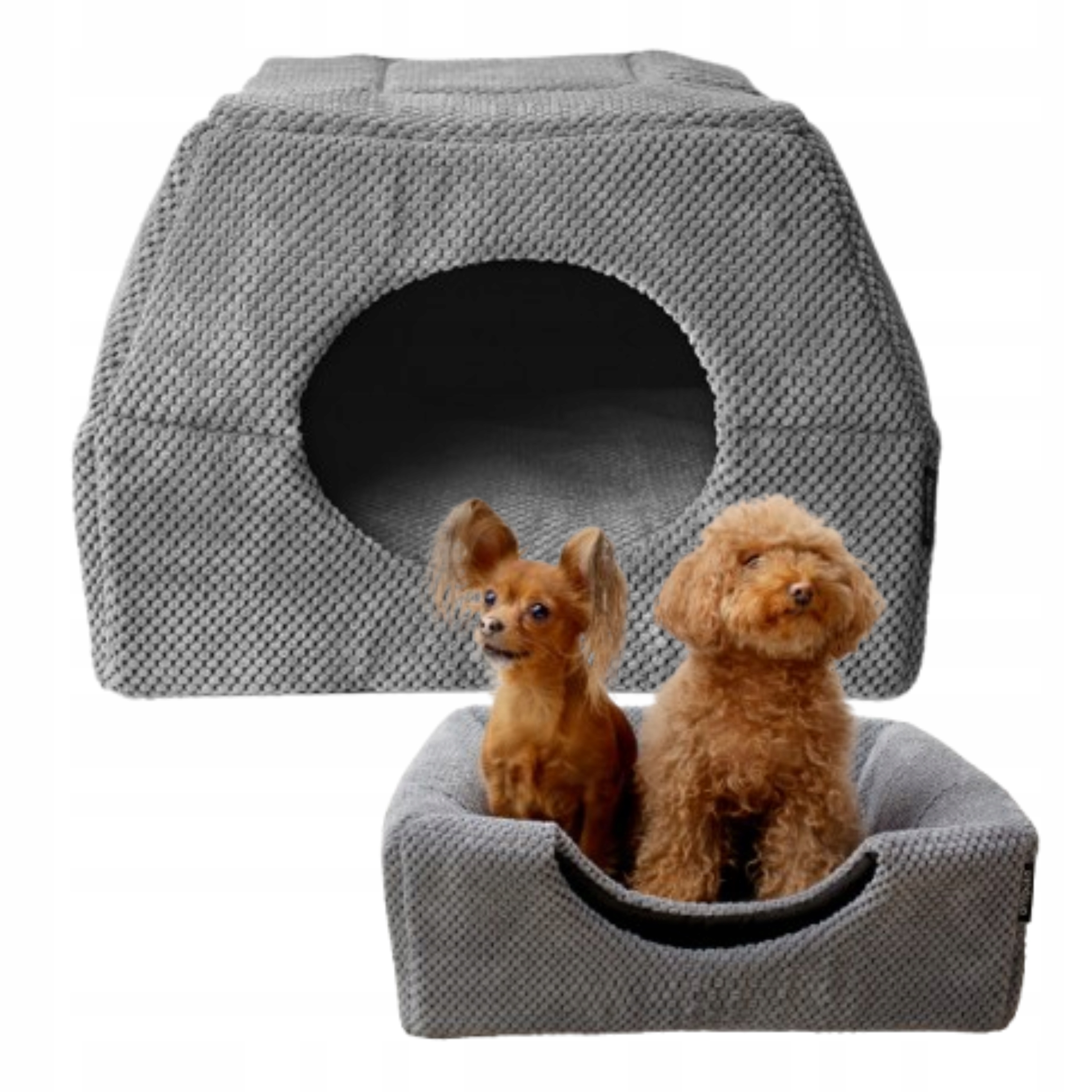 Levně Pelíšek pro psa kočku Budka 2v1 Domeček 48x48cm Protiskluzová podložka