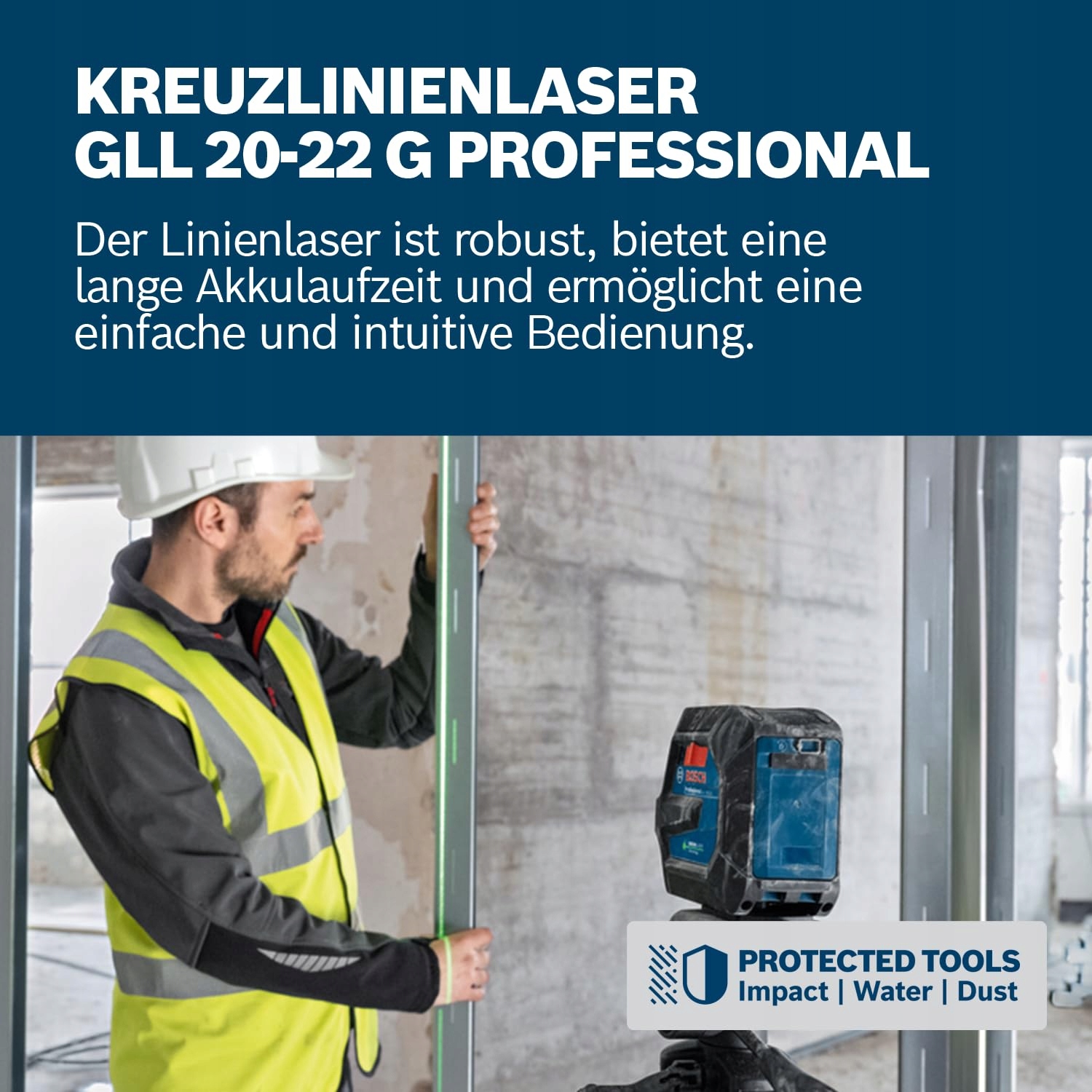 BOSCH Professional Zielony Laser Liniowy GLL 20-22 G Zasięg 20m Wnętrza — miniatura 2
