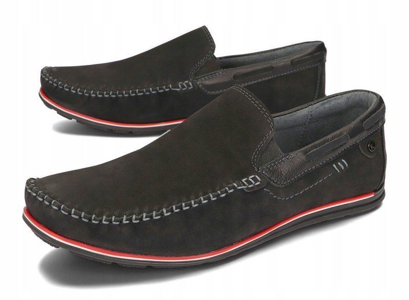 MOKASYNY BUTY MĘSKIE CASUAL SKÓRA K920 CZARNY 42 Rozmiar 42