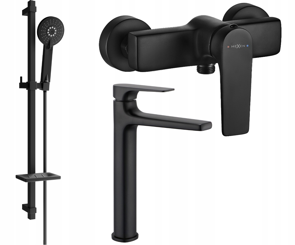 Mexen Lynx DQ40 Černá sprchová souprava s mosaznou baterií