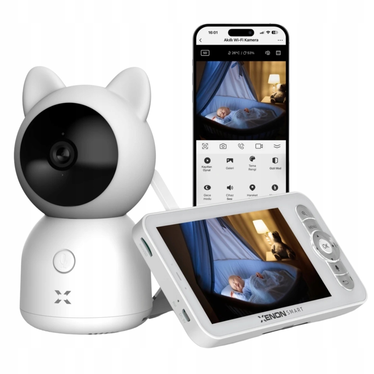 Vnitřní WiFi kamera Chůvička Elektronická LCD obrazovka Noční režim Mikrofon