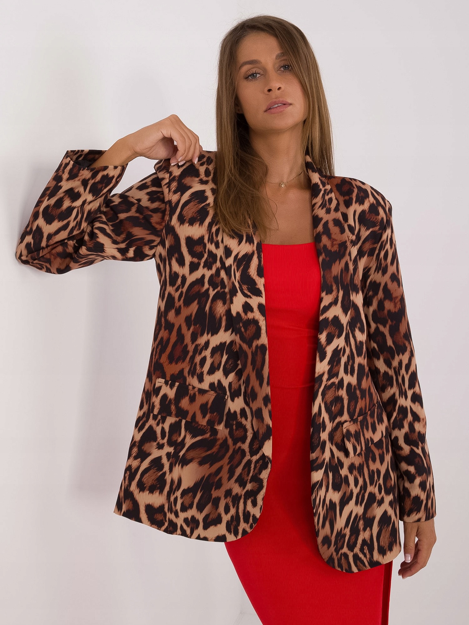 Marynarka damska Żakiet w panterkę Italy Moda na podszewce one size