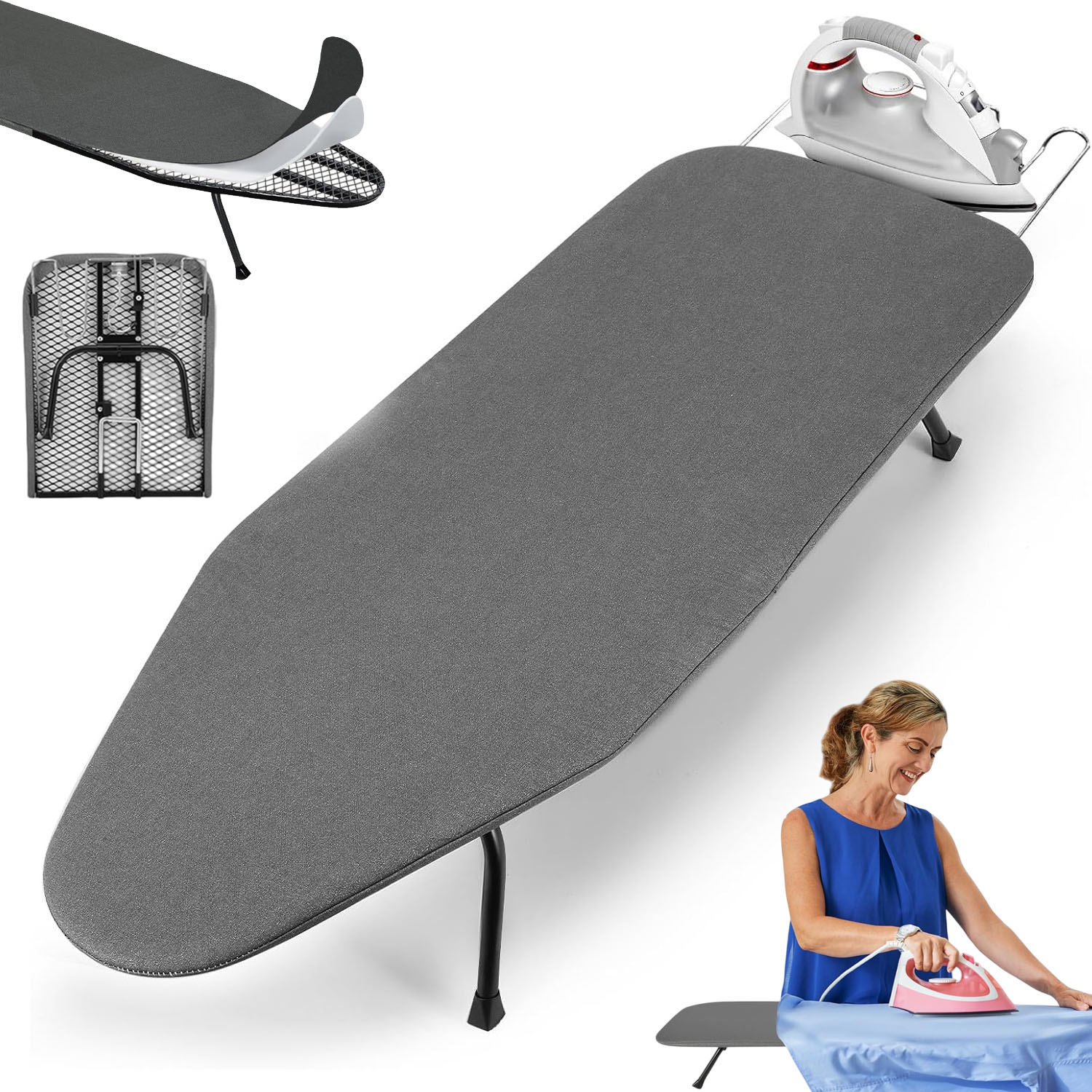 Levně Mini Žehlicí Prkno Na Psací Stůl S Velkým Panelem, Zesílená, Skládací