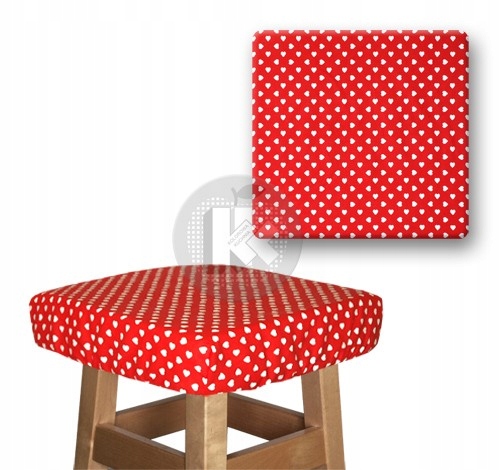 

Kwadratowa poduszka na taboret serduszka czer.