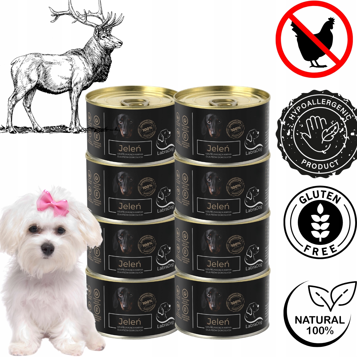 Levně LabraDog Superfood Hypoalergenní jelen 100% Maltézský, Shih Tzu 8x200g
