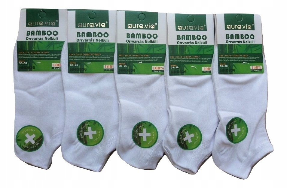 

5 x Stopki damskie bambusowe Aura.via białe 38-41