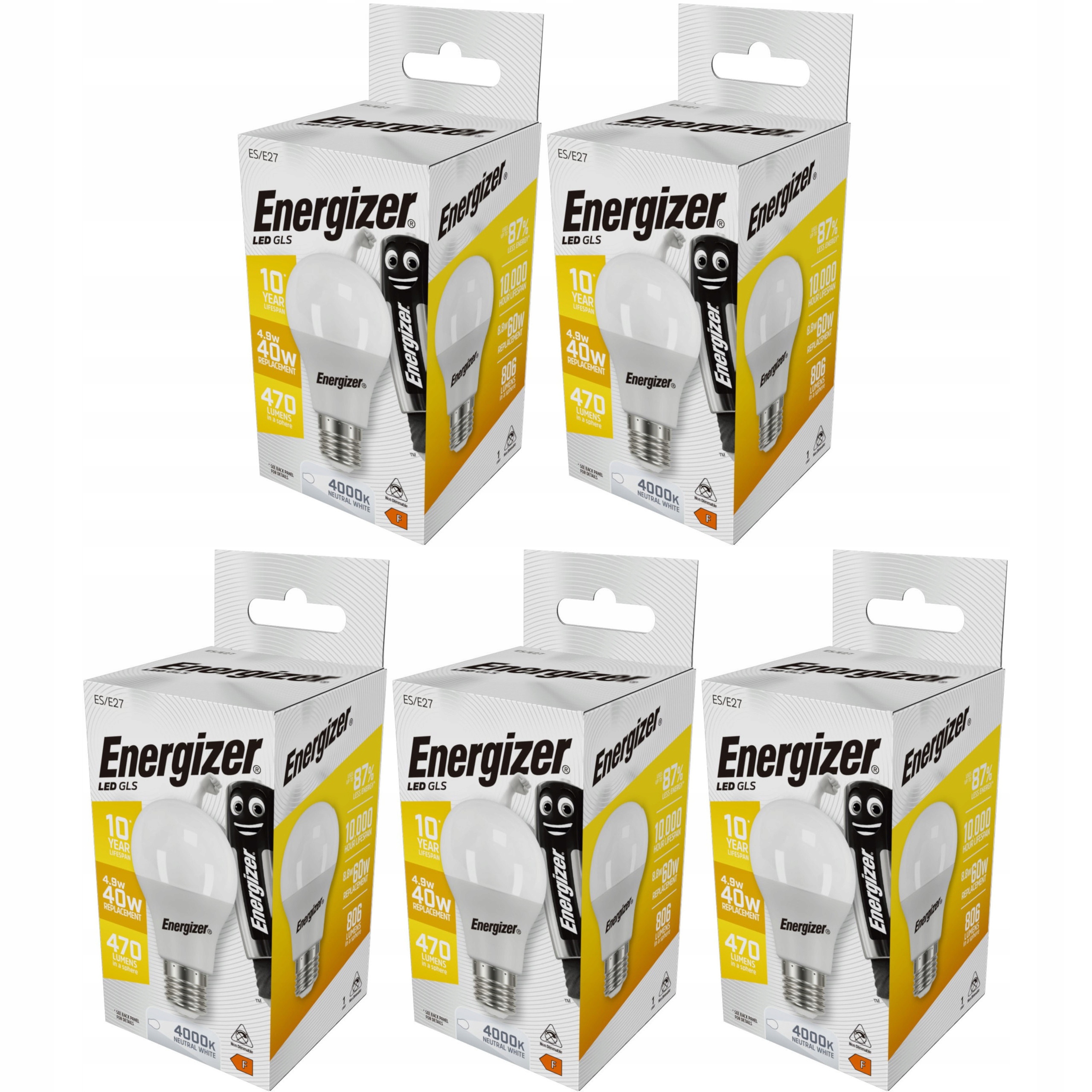 

5x Żarówka Energizer E27 Led 5,5W 40W 470lm S17533