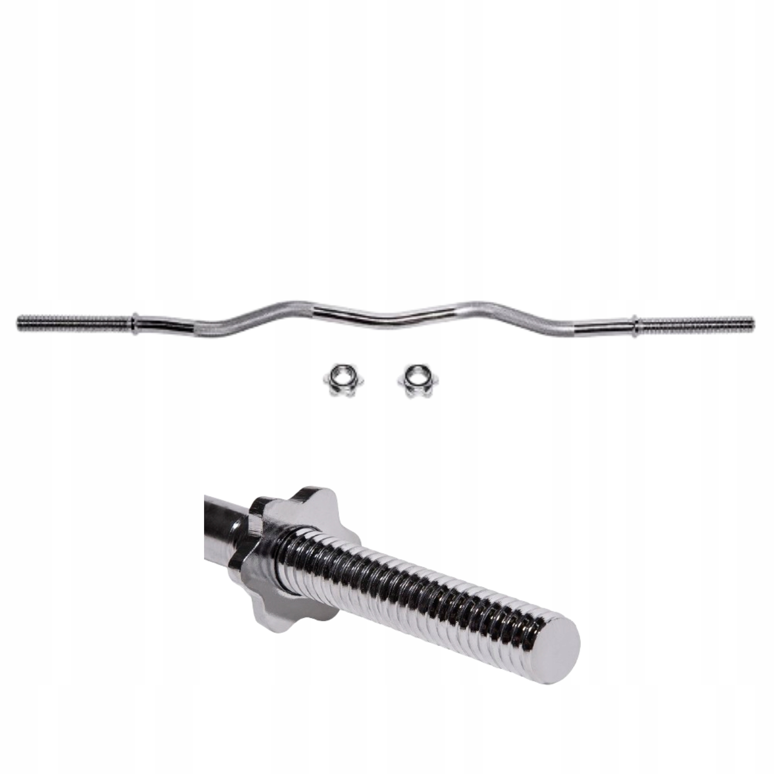 Sztanga Do Bicepsa Gryf Lekko Łamany 120cm 30mm Hms Zaciski Gwiazdowe
