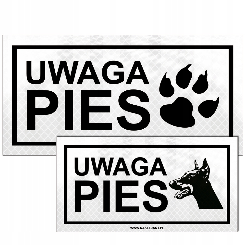 TABLICZKA ODBLASKOWA UWAGA ZŁY PIES 12X24CM RÓŻNE WZORY